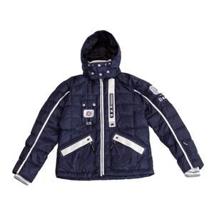 Bogner EXP Mens Ski Jacket Navy Down Puffer Hooded Winter Coat Sami B-EXP Size L